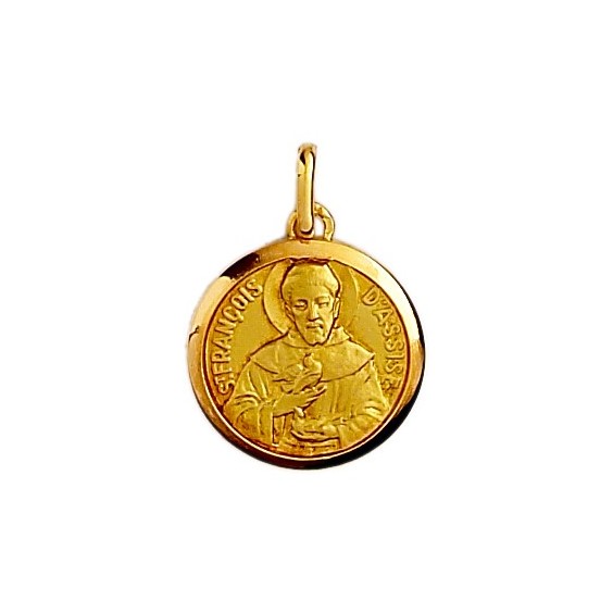 Médaille Saint François d'Assises - 16 mm - Or 18 carats jaune - La Petite Française