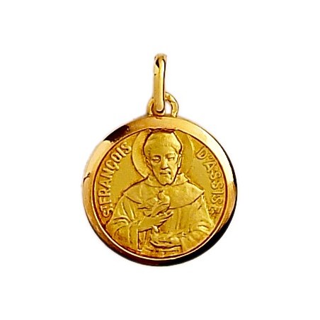 Médaille Saint François d'Assises - 16 mm - Or 18 carats jaune - La Petite Française