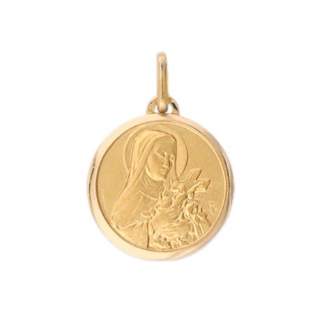 Médaille Sainte Thérèse - 16 mm - Or 18 carats jaune - La Petite Française