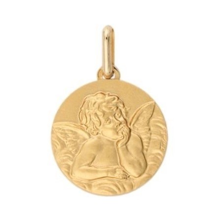 Médaille ange de Raphaël - 14 mm - Or 18 carats jaune - La Petite Française
