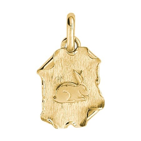 Médaille lapin parchemin Or 18 carats jaune - La Petite Française