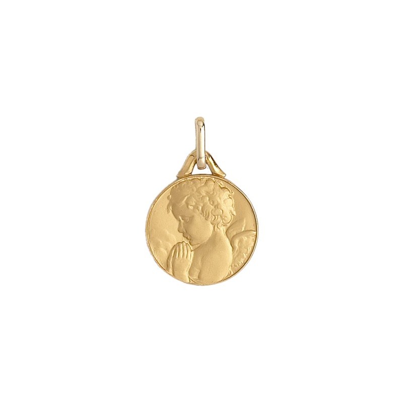 Médaille ange en prière - 15 mm - Or 18 carats jaune - La Petite Française