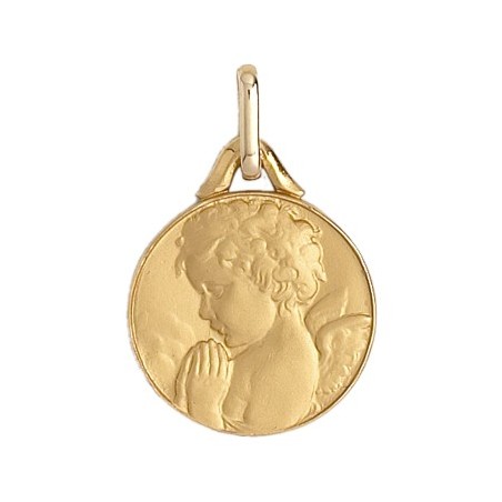 Médaille ange en prière - 15 mm - Or 18 carats jaune - La Petite Française