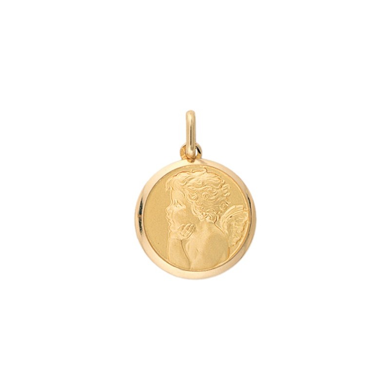 Médaille ange rêveur - 16 mm - Or 18 carats jaune - La Petite Française