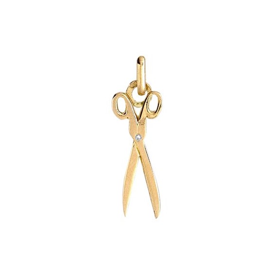 Pendentif ciseaux de couture diamant et or 18 carats jaune - La Petite Française