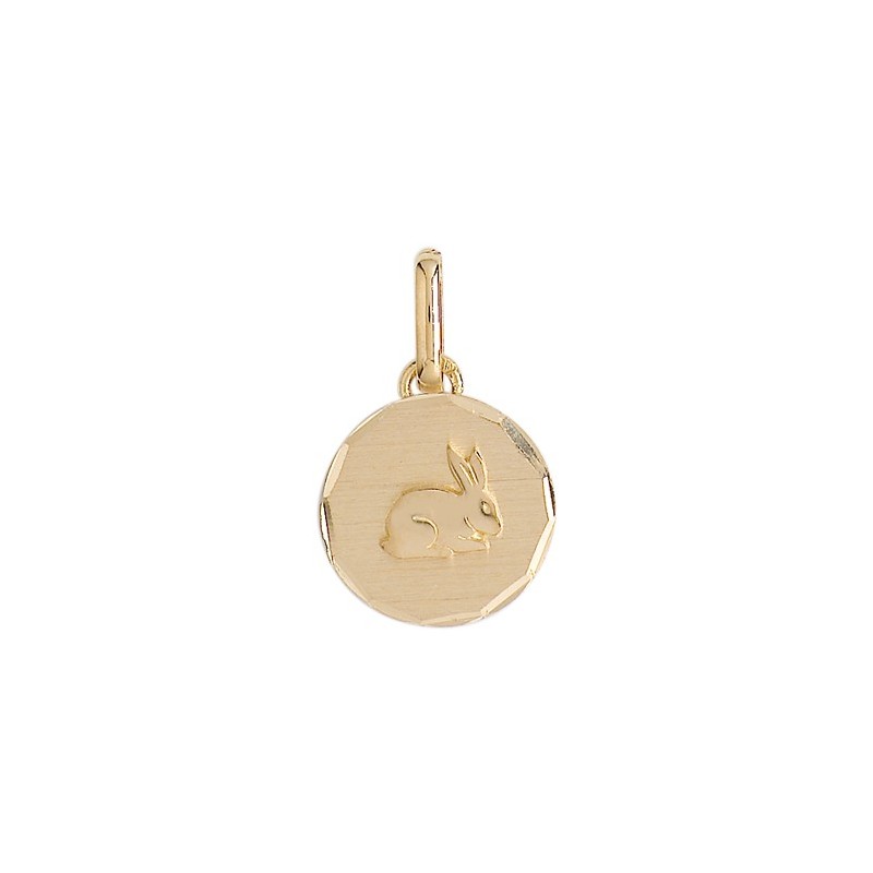 Médaille lapin ronde Or 18 carats jaune - La Petite Française