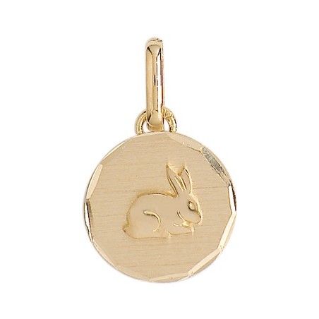 Médaille lapin ronde Or 18 carats jaune - La Petite Française