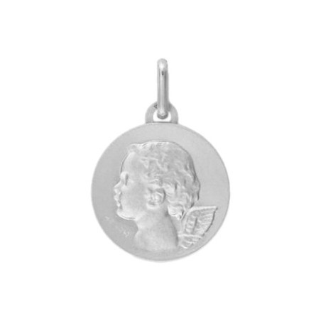 Médaille ange - 16 mm - Or 18 carats gris - La Petite Française
