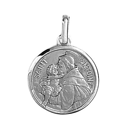 Médaille Saint Antoine - 22 mm - Or 18 carats gris - La Petite Française