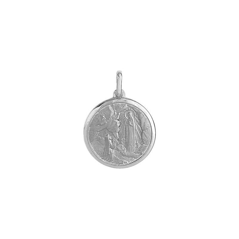 Médaille Sainte Bernadette - 15 mm - Or 18 carats gris - La Petite Française