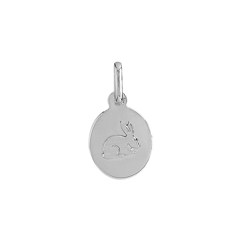 Médaille lapin ovale Or 18 carats gris - La Petite Française