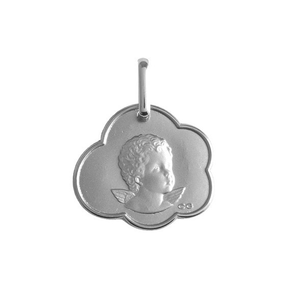 Médaille ange nuage Or 18 carats gris