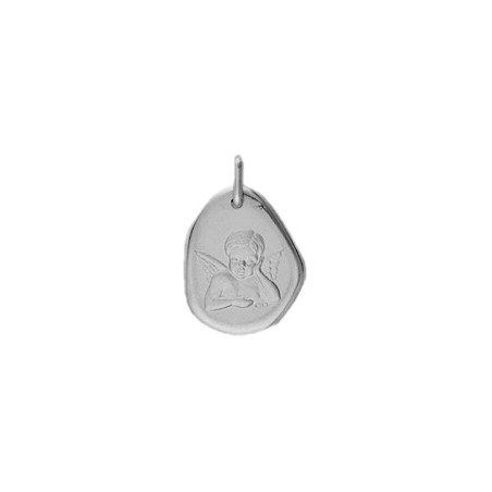 Médaille ange rêveur Or 18 carats gris - La Petite Française