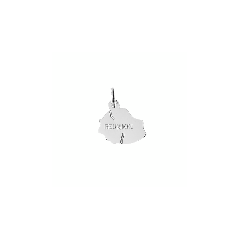 Pendentif carte la Réunion Or 18 carats gris - 22 MM - La Petite Française