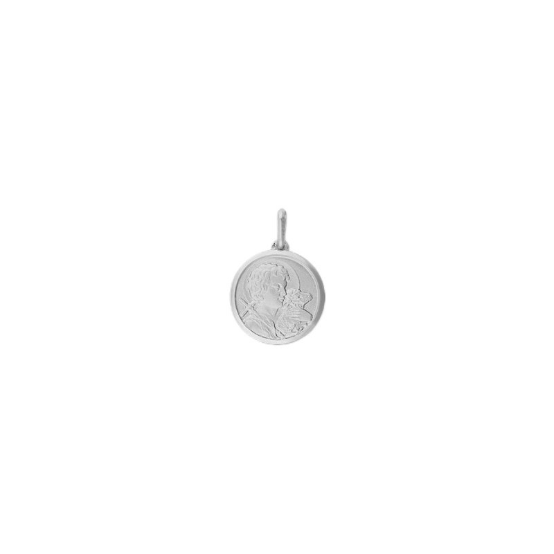 Médaille Saint Jean-Baptiste - 20 mm - Or 9 carats gris - La Petite Française