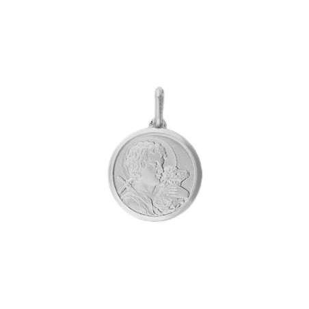 Médaille Saint Jean-Baptiste - 20 mm - Or 9 carats gris - La Petite Française