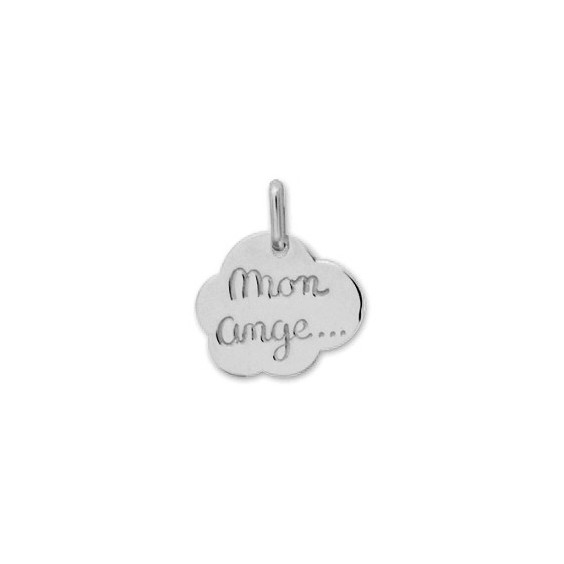 Médaille nuage " mon ange" Or 9 carats gris - La Petite Française