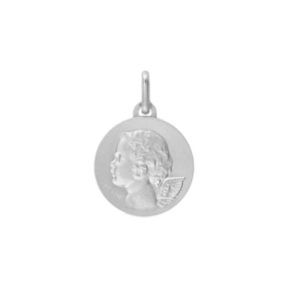 Médaille ange - 15 mm - Or 9 carats gris - La Petite Française