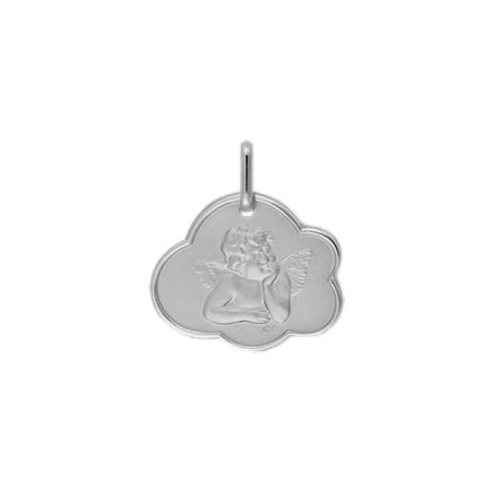 Médaille ange de Raphaël nuage Or 9 carats gris - La Petite Française
