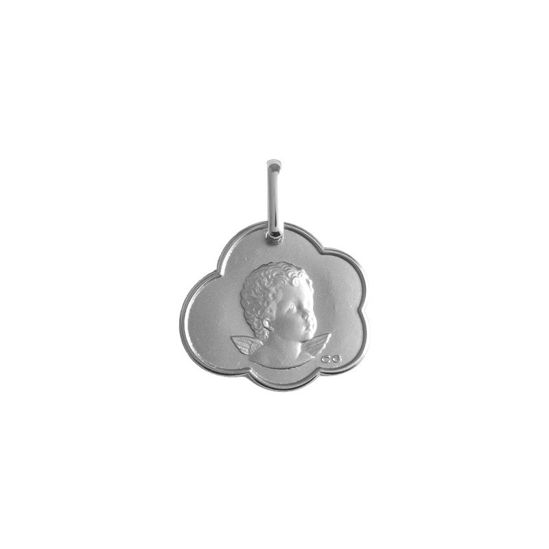 Médaille ange nuage Or 9 carats gris - La Petite Française