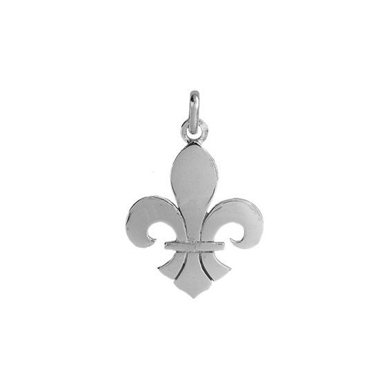 Pendentif Fleur de Lys Or 9 carats gris - 27 X 18 MM - La Petite Française