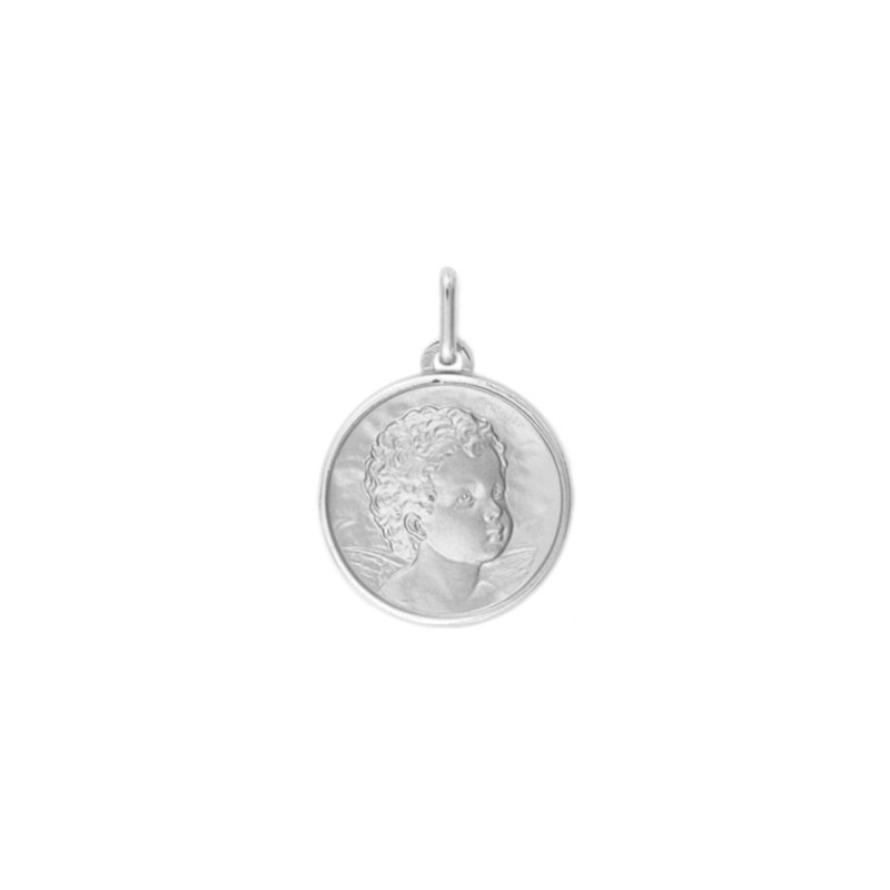 Médaille ange - 17 mm - Or 9 carats gris - La Petite Française