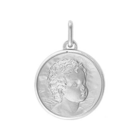 Médaille ange - 17 mm - Or 9 carats gris - La Petite Française