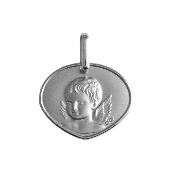 Médaille triangulaire ange Or 9 carats gris - La Petite Française