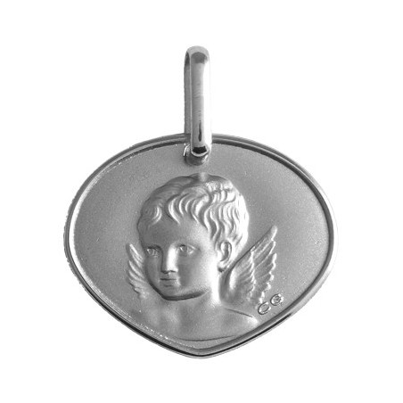 Médaille triangulaire ange Or 9 carats gris - La Petite Française