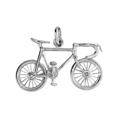 Pendentif vélo de course Or 9 carats gris - La Petite Française