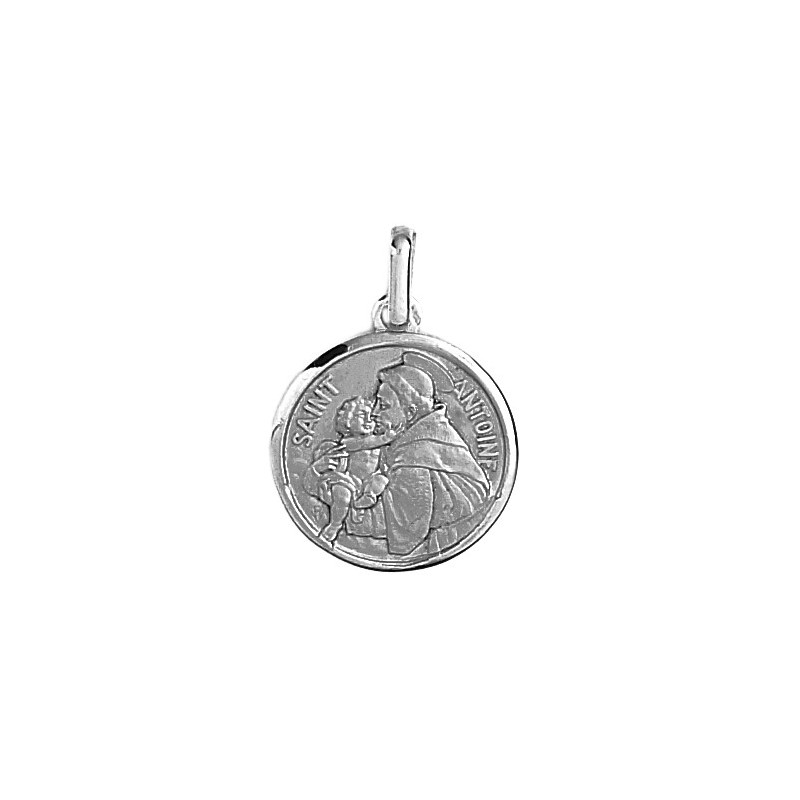 Médaille Saint Antoine - 18 mm - Or 9 carats gris - La Petite Française
