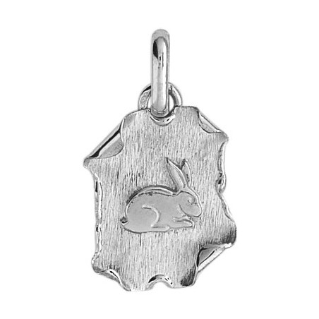 Médaille lapin parchemin Or 9 carats gris - La Petite Française