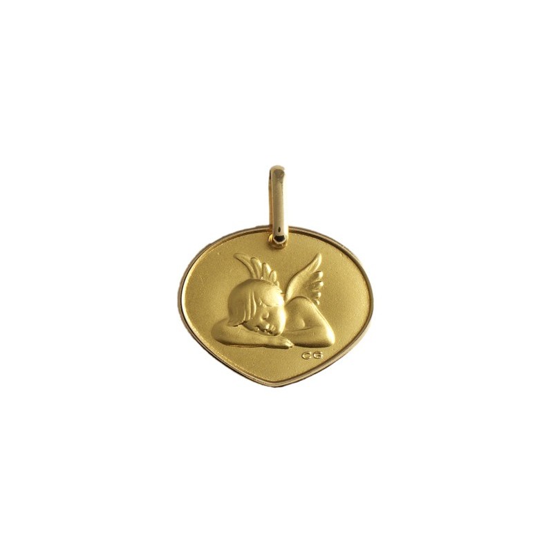 Médaille triangulaire ange Or 9 carats jaune - La Petite Française