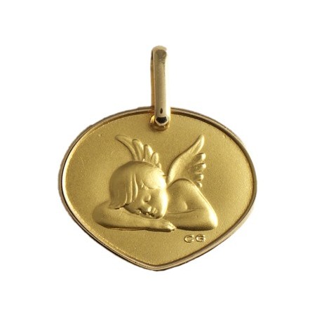 Médaille triangulaire ange Or 9 carats jaune - La Petite Française