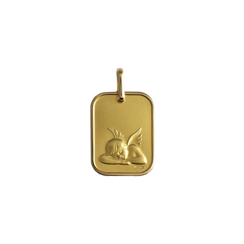 Médaille ange endormi rectangulaire Or 9 carats jaune - La Petite Française