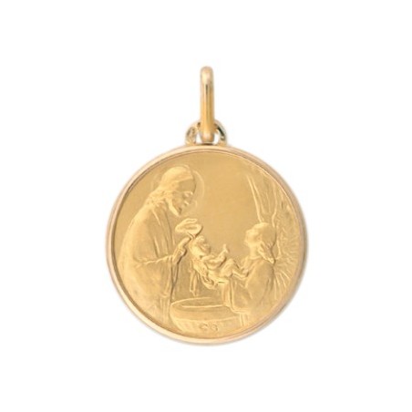 Médaille le baptême - 16 mm - Or 9 carats jaune - La Petite Française