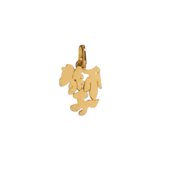 Pendentif idéogramme chinois lion Or 9 carats jaune - La Petite Française