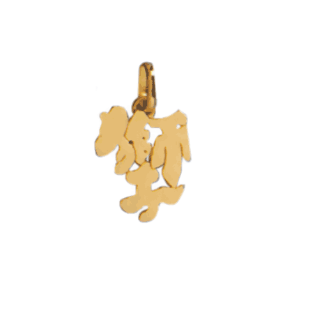 Pendentif idéogramme chinois lion Or 9 carats jaune - La Petite Française