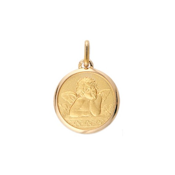 Médaille ange de Raphaël - 16 mm - Or 9 carats jaune - La Petite Française