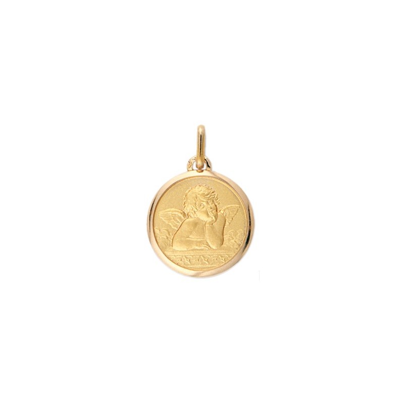 Médaille ange de Raphaël - 16 mm - Or 9 carats jaune - La Petite Française