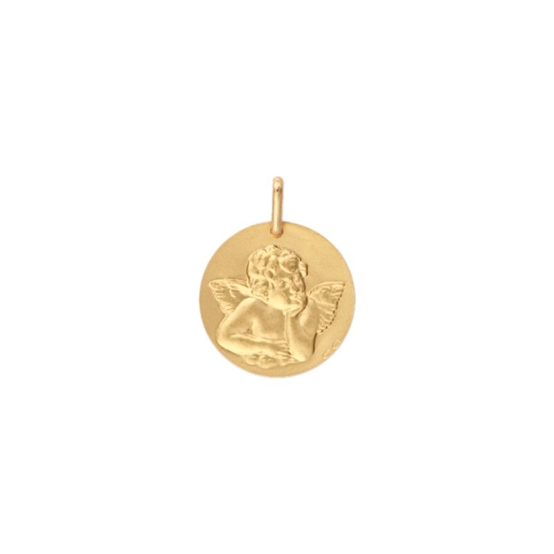 Médaille ange de Raphaël - 15 mm - Or 9 carats jaune - La Petite Française