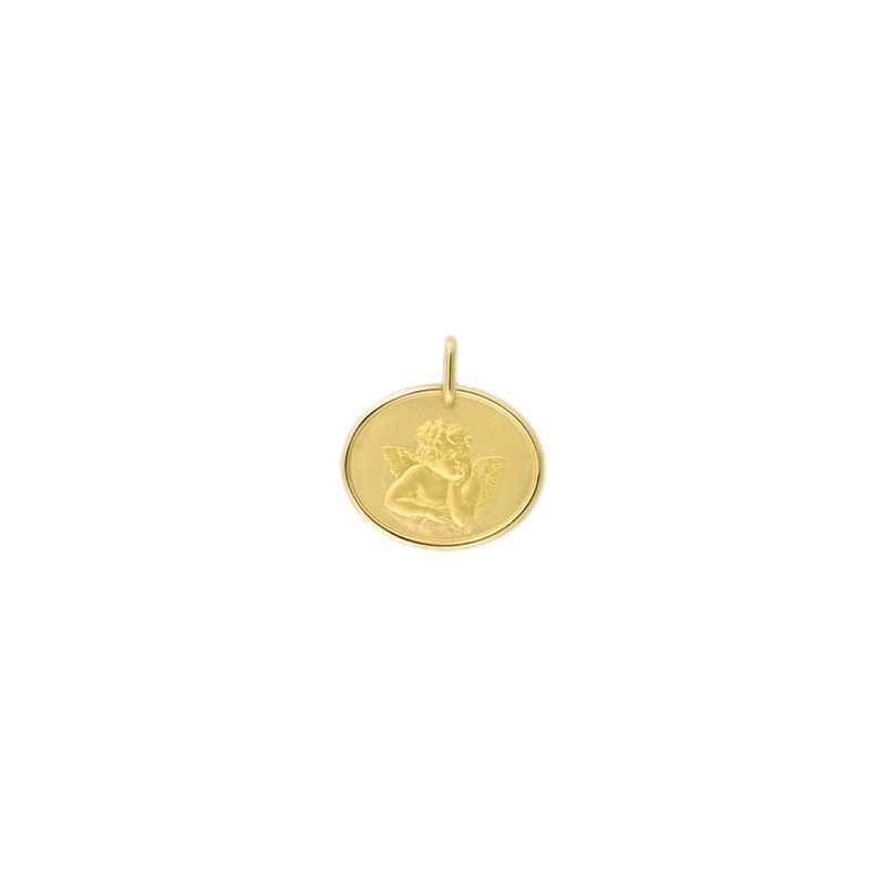 Médaille ovale ange de Raphaël Or 9 carats jaune - La Petite Française