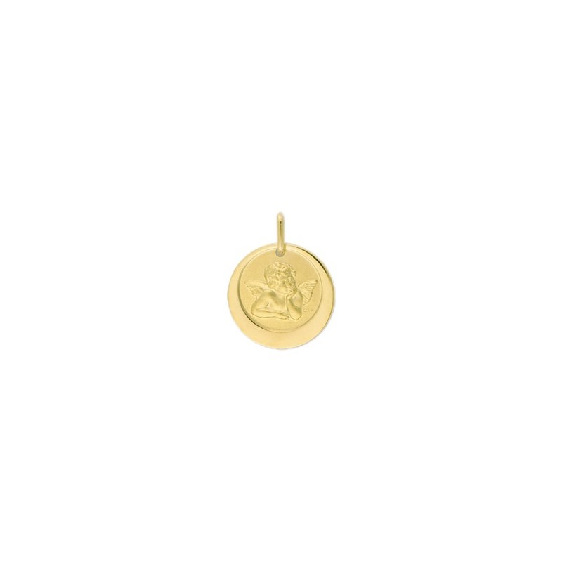 Médaille ange de Raphaël - 17 mm - Or 9 carats jaune - La Petite Française