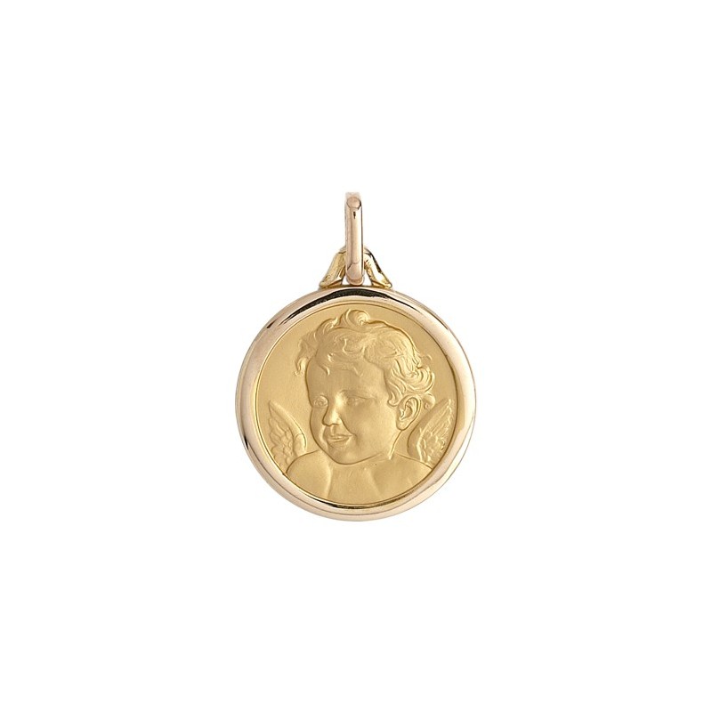 Médaille ange - 21 mm - Or 9 carats jaune - La Petite Française