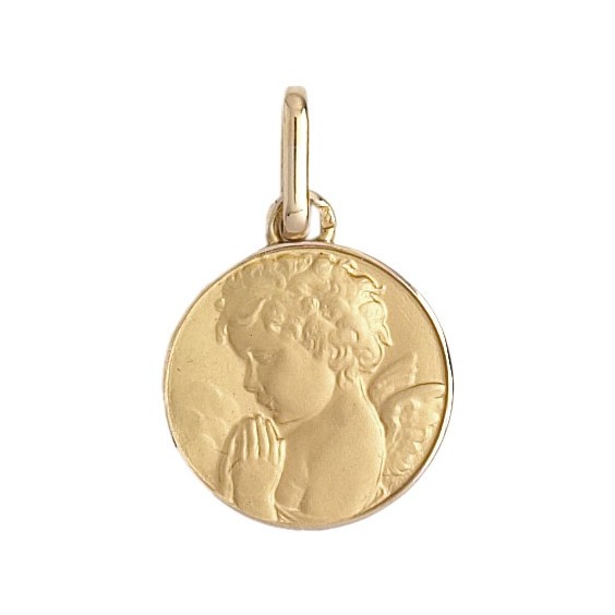 Médaille ange en prière - 13 mm - Or 9 carats jaune - La Petite Française