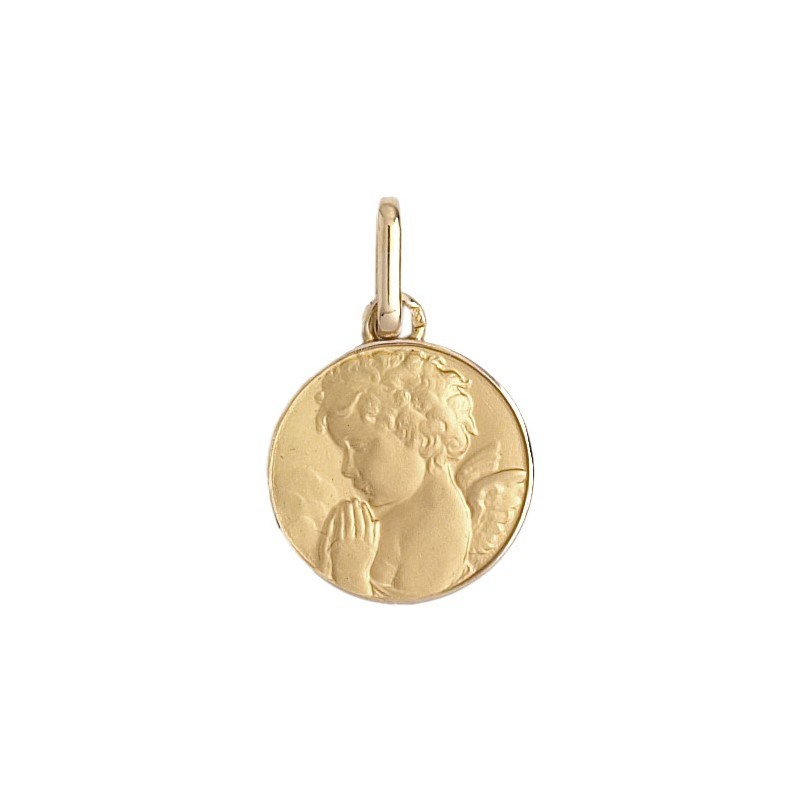 Médaille ange en prière - 13 mm - Or 9 carats jaune - La Petite Française