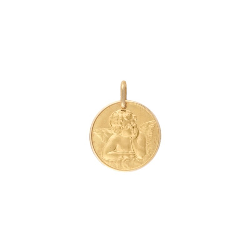 Médaille ange de Raphaël - 17 mm - Or 9 carats jaune - La Petite Française