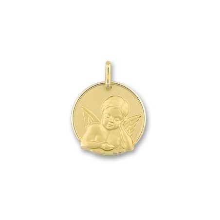 Médaille ange rêveur - 17 mm - Or 9 carats jaune - La Petite Française