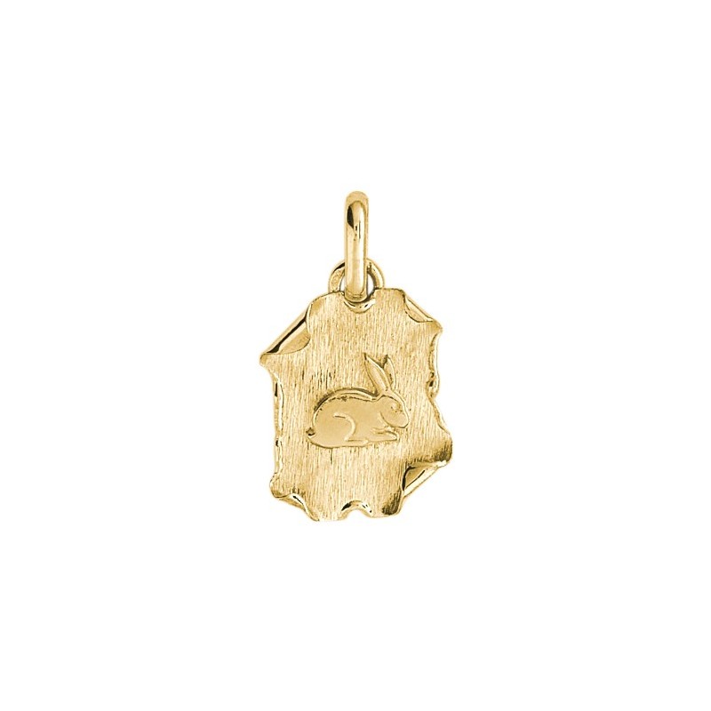 Médaille lapin parchemin Or 9 carats jaune - La Petite Française