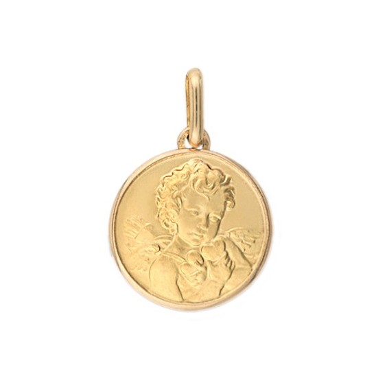 Médaille ange Cupidon - 18 mm - Or 9 carats jaune - La Petite Française